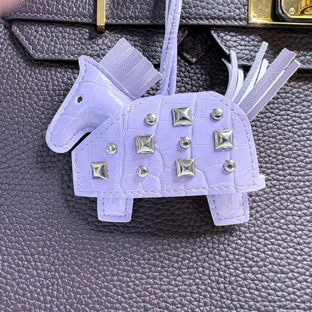 Warhorse bag charm - Lavender w/ silver studs